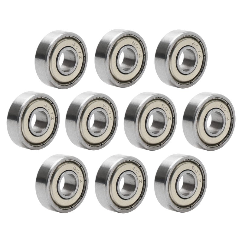 JIUWU 7x19x6mm Skateboard Bearings Steel Miniature Deep Groove Ball Bearing 607ZZ 607Z 80017 Pack of 10 - Image 1